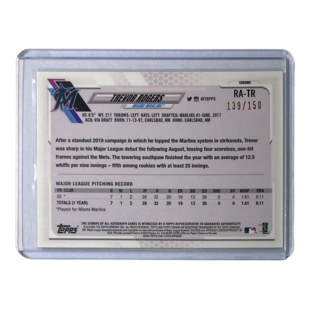 TOPPS MLBカード CHROME TREVOR ROGERS MIAMI MARLINS /150 #RA-TR 中古 IT2