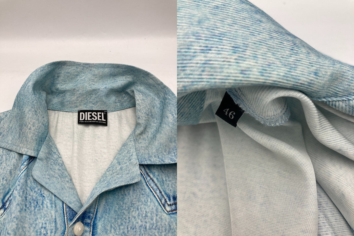 DIESEL ディーゼル 転写プリント 半袖シャツ レーヨン サイズ46 メンズ 中古 D4