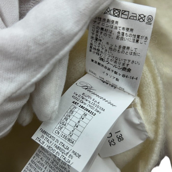 未使用品 Blumarine ブルマリン スワロフスキーボタン カーディガン WD0233303 IT38 レディース かわいい おしゃれ ホワイト 冬 秋 中古 W４