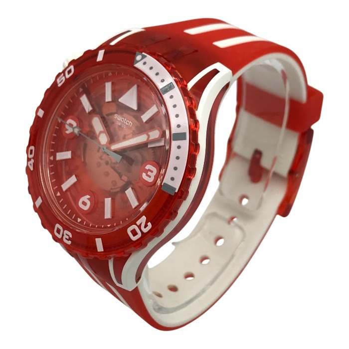 Swatch スウォッチ SCUBAQUA スウォッチ 腕時計 メンズ アナログ クォーツ ラウンド 透明 レッド/ホワイト SSCU09R100 中古 T1