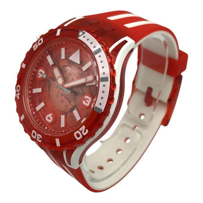 Swatch スウォッチ SCUBAQUA スウォッチ 腕時計 メンズ アナログ クォーツ ラウンド 透明 レッド/ホワイト SSCU09R100 中古 T1