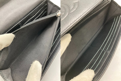 CHANEL シャネル キャビアスキン ココマーク 長財布 ブラック 中古 D4