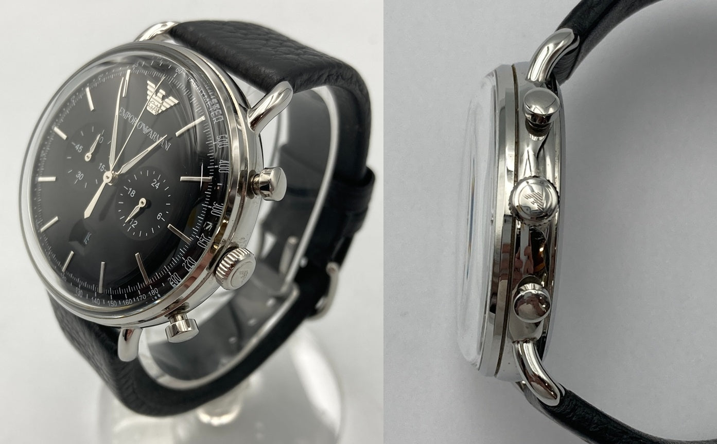 EMPORIO ARMANI エンポリオアルマーニ アビエーター クロノグラフ 腕時計 クオーツ AR11143 中古 D4