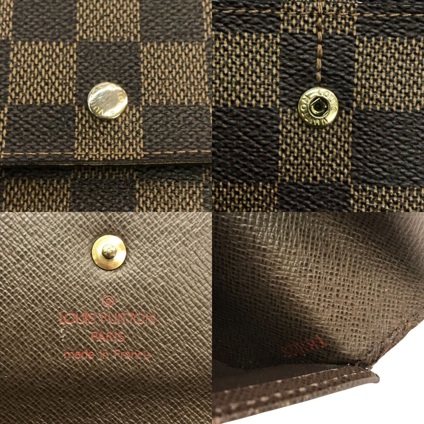LOUIS VUITTON ルイヴィトン ダミエ エベヌ ポルトフォイユ インターナショナル 長財布 ユニセックス 3つ折り 定番 ブラウン N61217 中古 T1