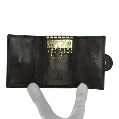 GUCCI グッチ グッチシマ 6連キーケース ユニセックス レザー エンボス 金エンブレム ラウンドプレート ブラウン 190357 0959 中古 T1