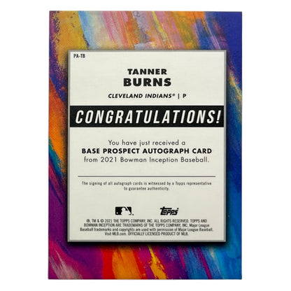 TOPPS MLBカード BOWMAN INCEPTION TANNER BURNS CLEVELAND INDIANS /600 #PA-TB 中古 IT2