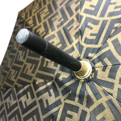 FENDI フェンディ ズッカ 長傘 レディース 60cm 8本骨 ポリエステル 手開き式 雨傘 ブラウン 中古 T1