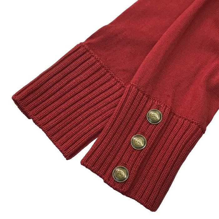 BURBERRY LONDON バーバリー ニットトップス レディース ウール セーター タートルネック チェック柄 リブ編み レッド 2サイズ FB042-923-16 中古 T1
