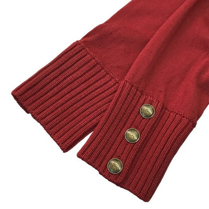 BURBERRY LONDON バーバリー ニットトップス レディース ウール セーター タートルネック チェック柄 リブ編み レッド 2サイズ FB042-923-16 中古 T1