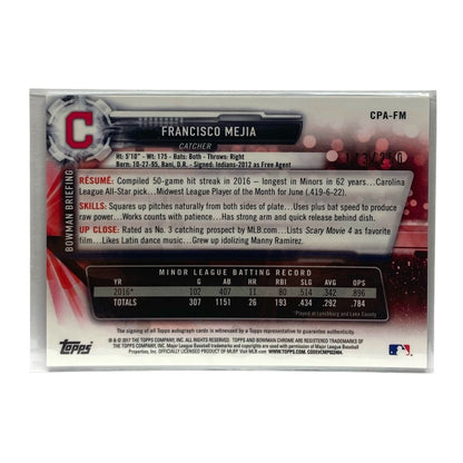 TOPPS MLBカード BOWMAN CHROME FRANCISCO MEJIA INDIANS 173-250 #CPA-FM 中古 IT2