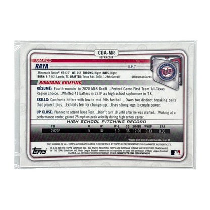 TOPPS MLBカード BOWMAN CHROME 1ST MARCO RAYA MINNESOTA TWINS /499 #CDA-MR 中古 IT1