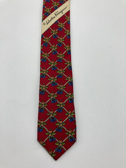 Salvatore Ferragamo サルヴァトーレフェラガモ 花柄 ネクタイ シルク100％ 中古 D4