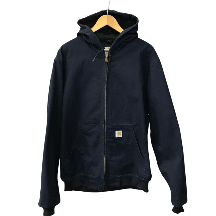 Carhartt カーハート アクティブジャケット メンズ コットン フルジップ フード ブルゾン ネイビー USA製 Lサイズ J131 DNY 中古 T1