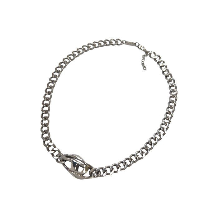 DIESEL ディーゼル ネックレス メンズ ステンレススチール ロゴ 喜平チェーン シルバー D1412040 中古 T1