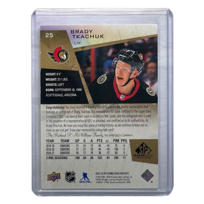 UPPER DECK NHLカード SP GAME USED BRADY TKACHUK OTTAWA SENATORS /99 #25 中古 IT2