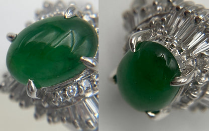 Pt900 ヒスイ(翡翠) ダイヤ0.43ct リング 12号 中古 D4