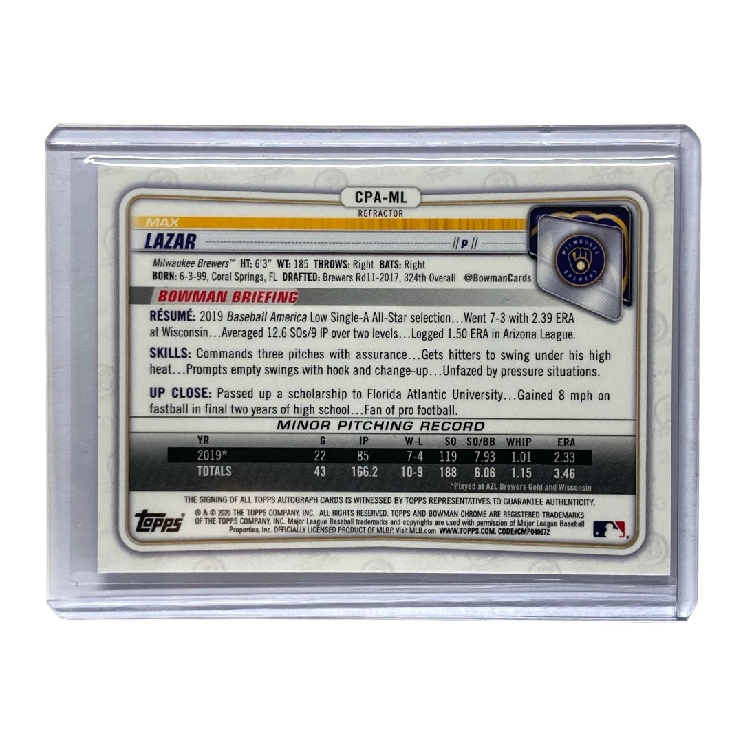 TOPPS MLBカード BOWMAN CHROME MAX LAZAR BREWERS 374/499 #CPA-ML 中古 IT2
