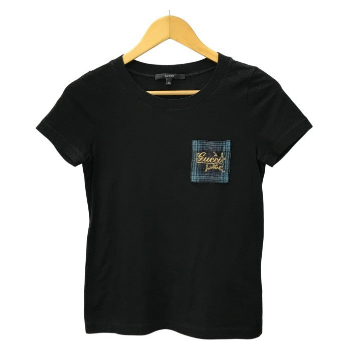 GUCCI グッチ Tシャツ レディース 春夏 半袖 カットソー 刺繍 ポケット ブラック XSサイズ 226737 X3457 中古 T1