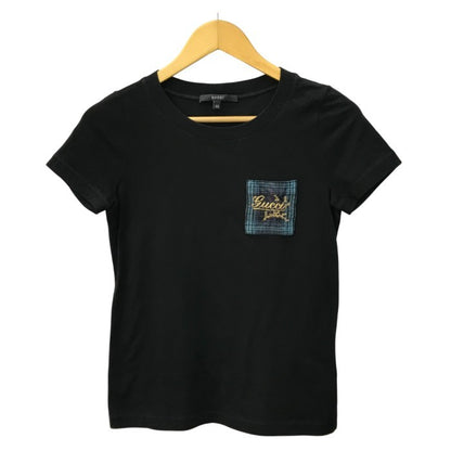 GUCCI グッチ Tシャツ レディース 春夏 半袖 カットソー 刺繍 ポケット ブラック XSサイズ 226737 X3457 中古 T1