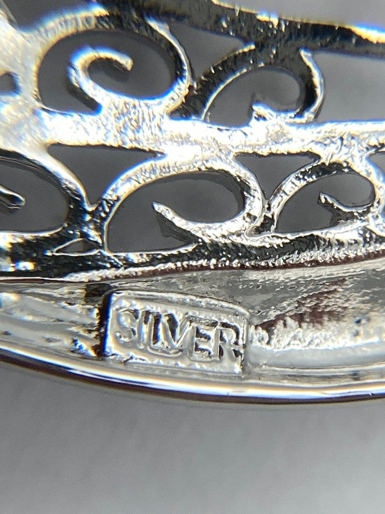 SILVER 3.0mm ベビーパール 18粒 ブローチ 鶴 白鳥 中古 D4