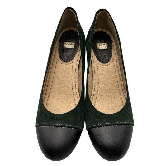 ing イング レザー スエード パンプス 22.5cm EE 本革 靴 シューズ グリーン ブラック 中古 W４