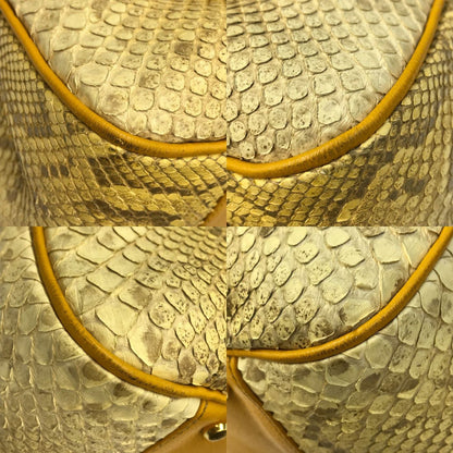 WEL Exotic Leather ハンドバッグ レディース パイソン ヘビ革 2way ショルダーバッグ 日本製 ベージュ 中古 T1