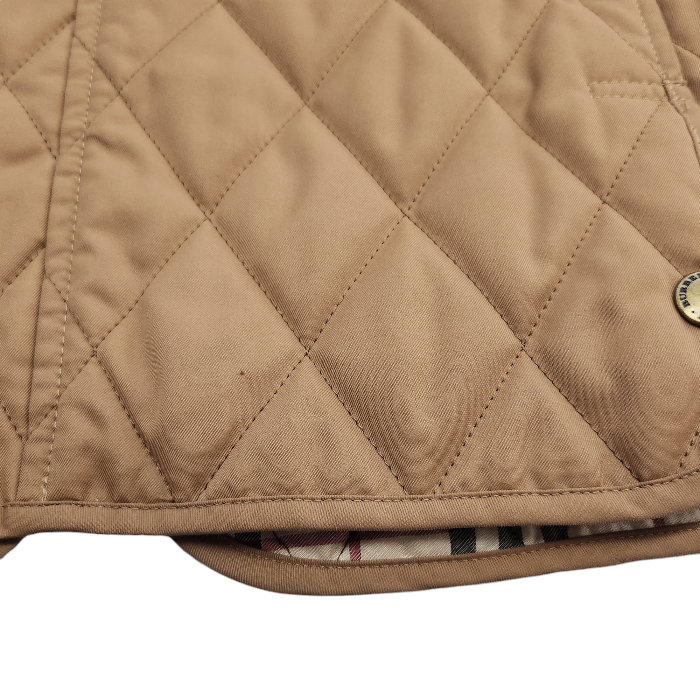 BURBERRY バーバリー ジャケット レディース 秋冬 キルティング 中綿 裏チェック柄 ベージュ 42サイズ FC059-730 中古 T1
