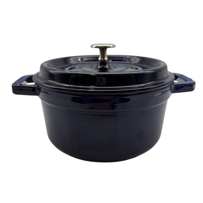staub ストウブ ココット ラウンド グランブルー ホーロー鍋 40510-264 キッチンツール 調理器具 2.2L 20cm 中古 W1