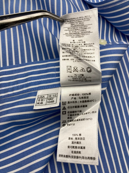 Brooks Brothers 346 ブルックスブラザーズ ボタンダウン ストライプ 長袖シャツ スリムフィット サイズ16 1/2 中古 D4