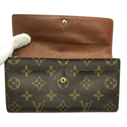 LOUIS VUITTON ルイヴィトン モノグラム ポシェットポルトモネクレディ 長財布 ユニセックス 二つ折り ホック 小銭入れあり ブラウン M61725 中古 T1