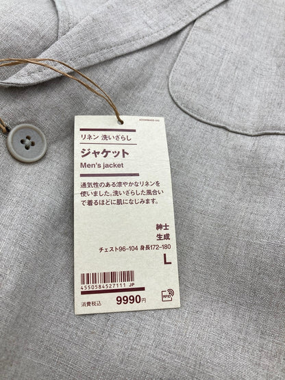 無印良品  リネン 洗いざらし ジャケット 生成 サイズL メンズ 中古 D4