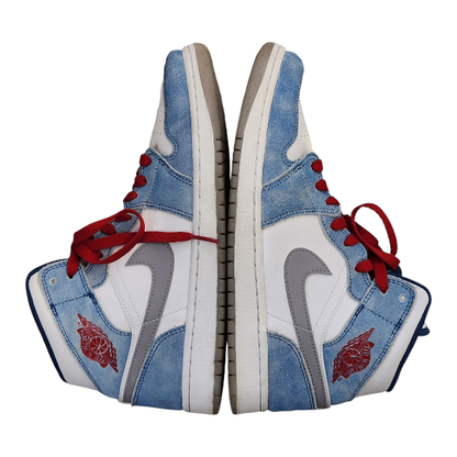 NIKE AIR JORDAN 1 MID SE エアジョーダン ミッド スニーカー メンズ ミッドカット ヴィンテージ風 ブルー/ホワイト 27cm DN3706 401 中古 T1