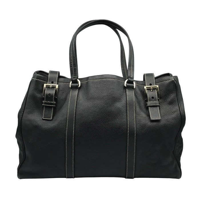 PRADA プラダ トートバッグ レディース レザー ショルダー ハンドバッグ ベルトデザイン A4収納 通勤 ブラック 中古 T1