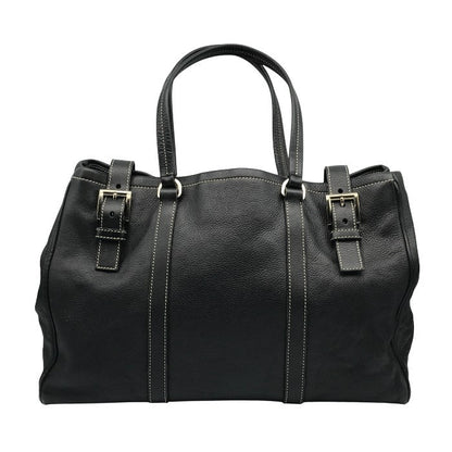 PRADA プラダ トートバッグ レディース レザー ショルダー ハンドバッグ ベルトデザイン A4収納 通勤 ブラック 中古 T1