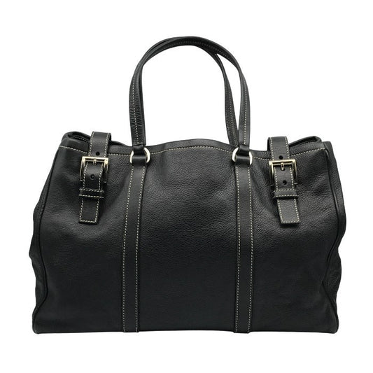 PRADA プラダ トートバッグ レディース レザー ショルダー ハンドバッグ ベルトデザイン A4収納 通勤 ブラック 中古 T1