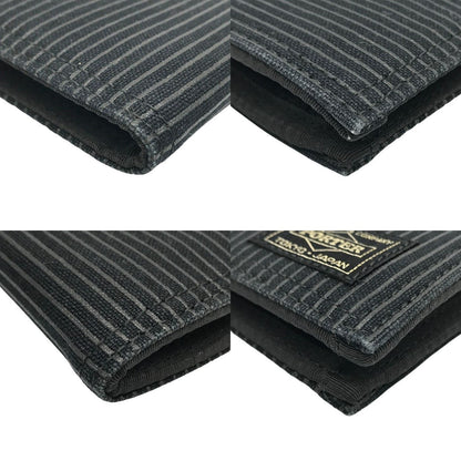 PORTER ポーター ドローイング ウォレット メンズ 2つ折り 財布 ストライプ DRAWING 帆布 ブラック 650-08615 中古 T1