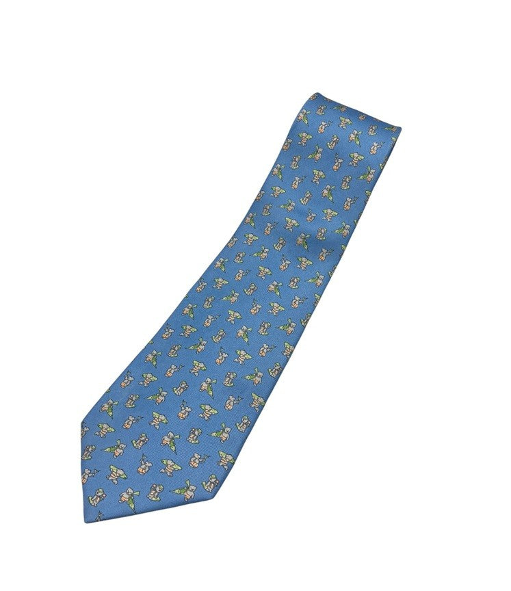 Salvatore Ferragamo サルヴァトーレフェラガモ アニマル くま柄 ネクタイ シルク100％ 中古 D4