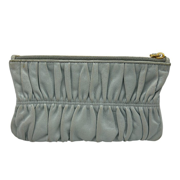 PRADA プラダ フラットポーチ 1M1152 グレー 小物入れ ブランド かわいい おしゃれ ミニ 中古 W４