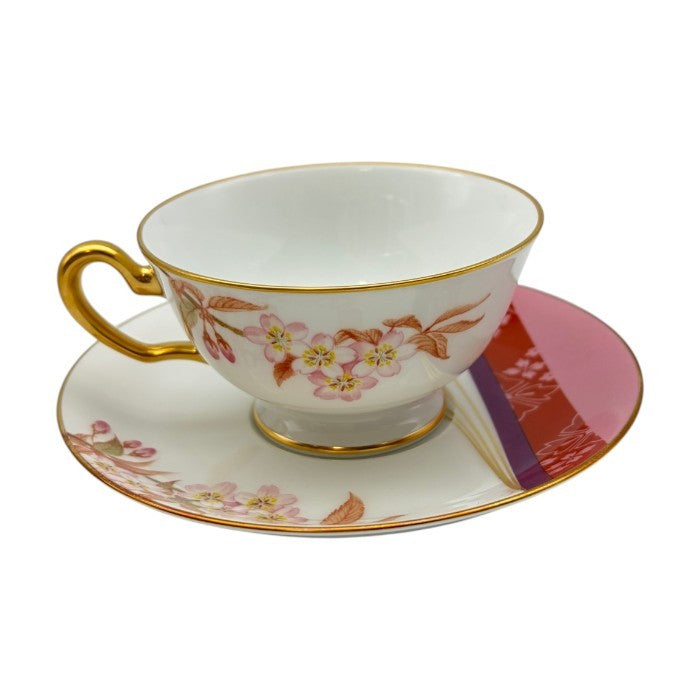 大倉陶園 源氏の花 山桜 若紫 カップ＆ソーサー 洋食器 おしゃれ 希少 紅茶 ティー 中古 W1
