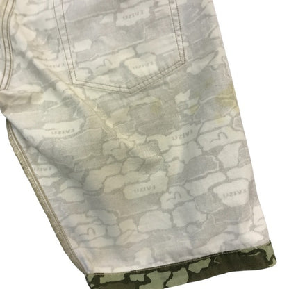 EVISU エヴィス ショートパンツ メンズ コットン ハーフパンツ 短パン カモメ カモフラ 迷彩 カーキグリーン 36サイズ 2001 中古 T1