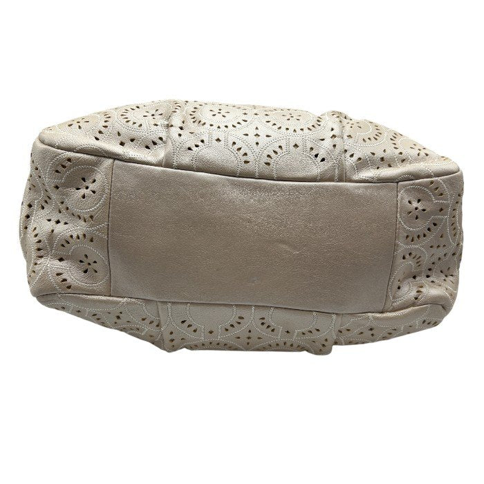 COACH コーチ マディソン マギー パンチングレザー トートバッグ 19625 本革 鞄 ブランド レディース パールベージュ 中古 W４