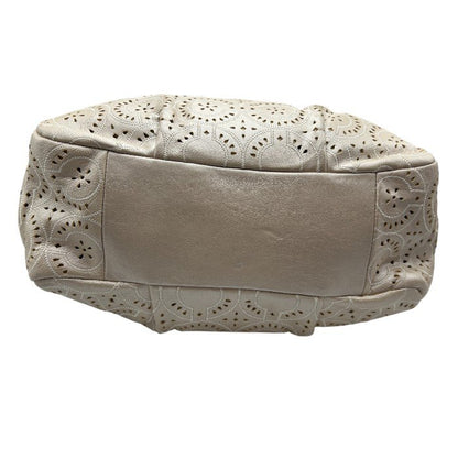 COACH コーチ マディソン マギー パンチングレザー トートバッグ 19625 本革 鞄 ブランド レディース パールベージュ 中古 W４