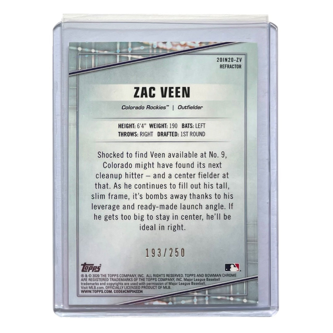 TOPPS MLBカード BOWMAN CHROME ZAC VEEN COLORADO ROCKIES /250 #20IN20-ZV 中古 IT2