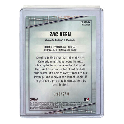 TOPPS MLBカード BOWMAN CHROME ZAC VEEN COLORADO ROCKIES /250 #20IN20-ZV 中古 IT2