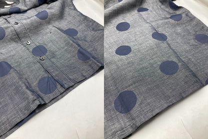 SOU・SOU ソウソウ 京型友禅染 麻混 バンドカラーシャツ 水玉 サイズSS 中古 D4