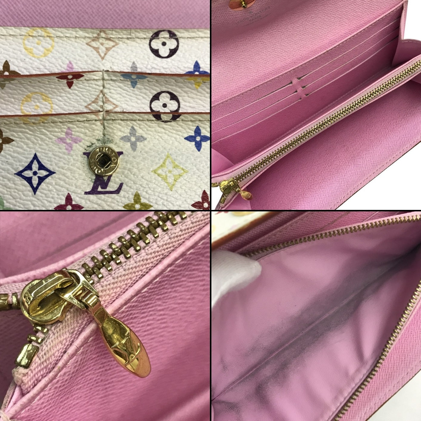 LOUIS VUITTON ルイヴィトン ポルトフォイユサラ モノグラム マルチカラー 長財布 レディース 二つ折り 旧型 ブロン/ホワイト M93744 中古 T1