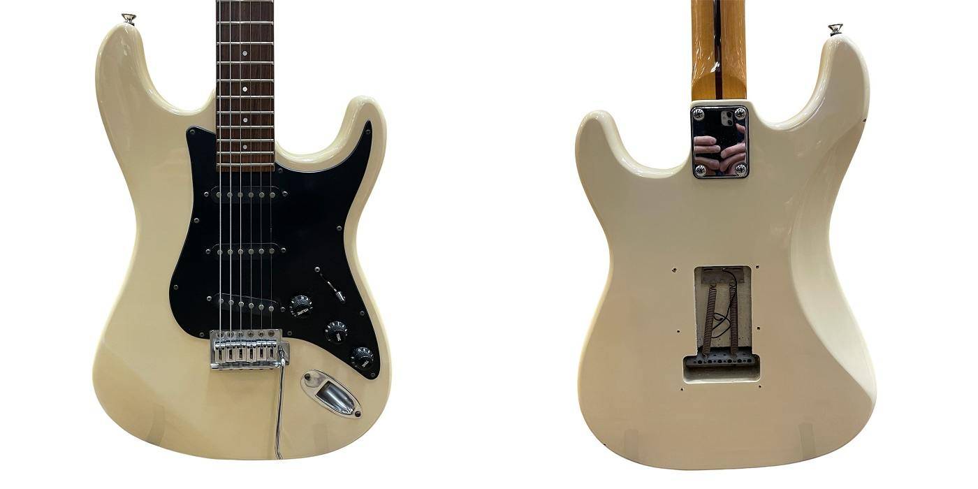 Samick ストラトタイプ エレキギター クリーム ブラック サミック 入門 練習 中古 R4