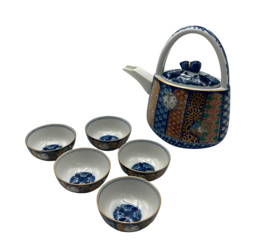 三洋陶器 龍峰窯 祥端花丸紋 酒器揃 中古 D4