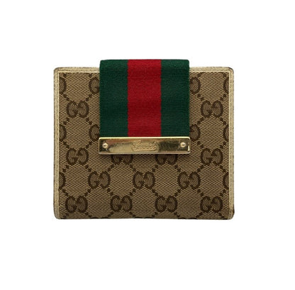 GUCCI グッチ GGキャンバス シェリーライン 二つ折り財布 181669 中古 D4