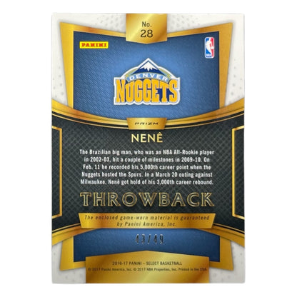 PANINI NBAカード SELECT PRIZM NENE DENVER NUGGETS /49 #28 中古 IT2
